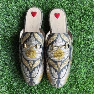 GUCCI Princetown Metallic Jacquard Mules size EU 40/ US 9 women